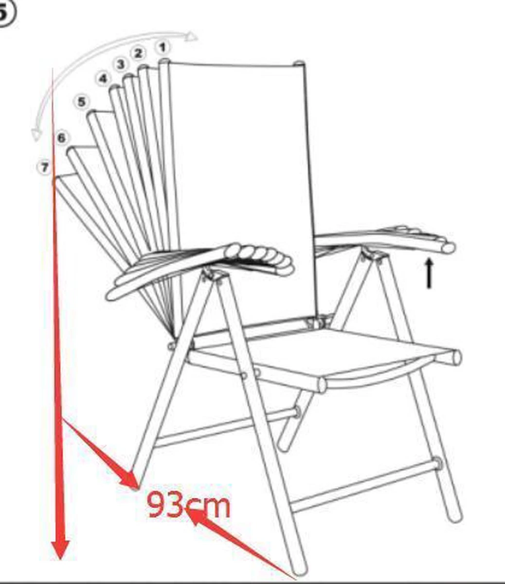 Tuinstoel Standenstoel Aluminium Antraciet 7 Standen Per 2 Stuks - Afbeelding 3
