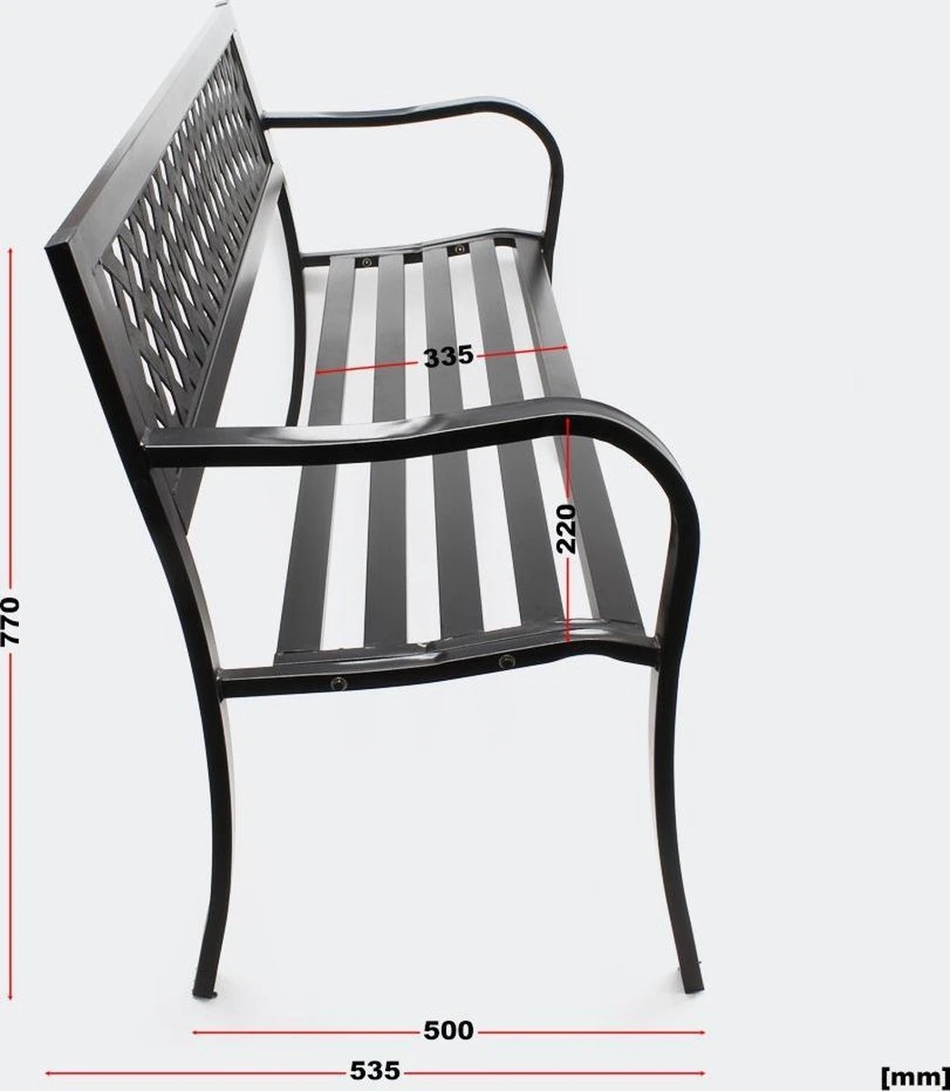 Tuinbank - Marijke -Tuinbankje - Tuinbank Metaal - Tuinbank Hout - Weersbestendig - 126 X 53 X 77 Cm - Afbeelding 6