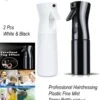 Merkloos Sibel Extreme Mist Verstuiver 160ml Zwart En Wit| Professional Hairdressing Plastic Fine Mist Spray Bottle - 2 Stucks
