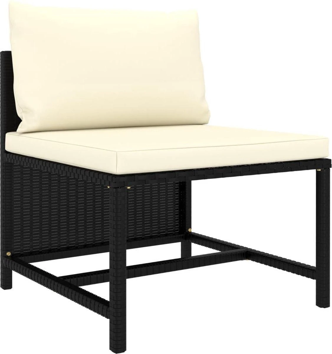 VidaXL 4-delige Loungeset Met Kussens Poly Rattan Zwart - Afbeelding 10