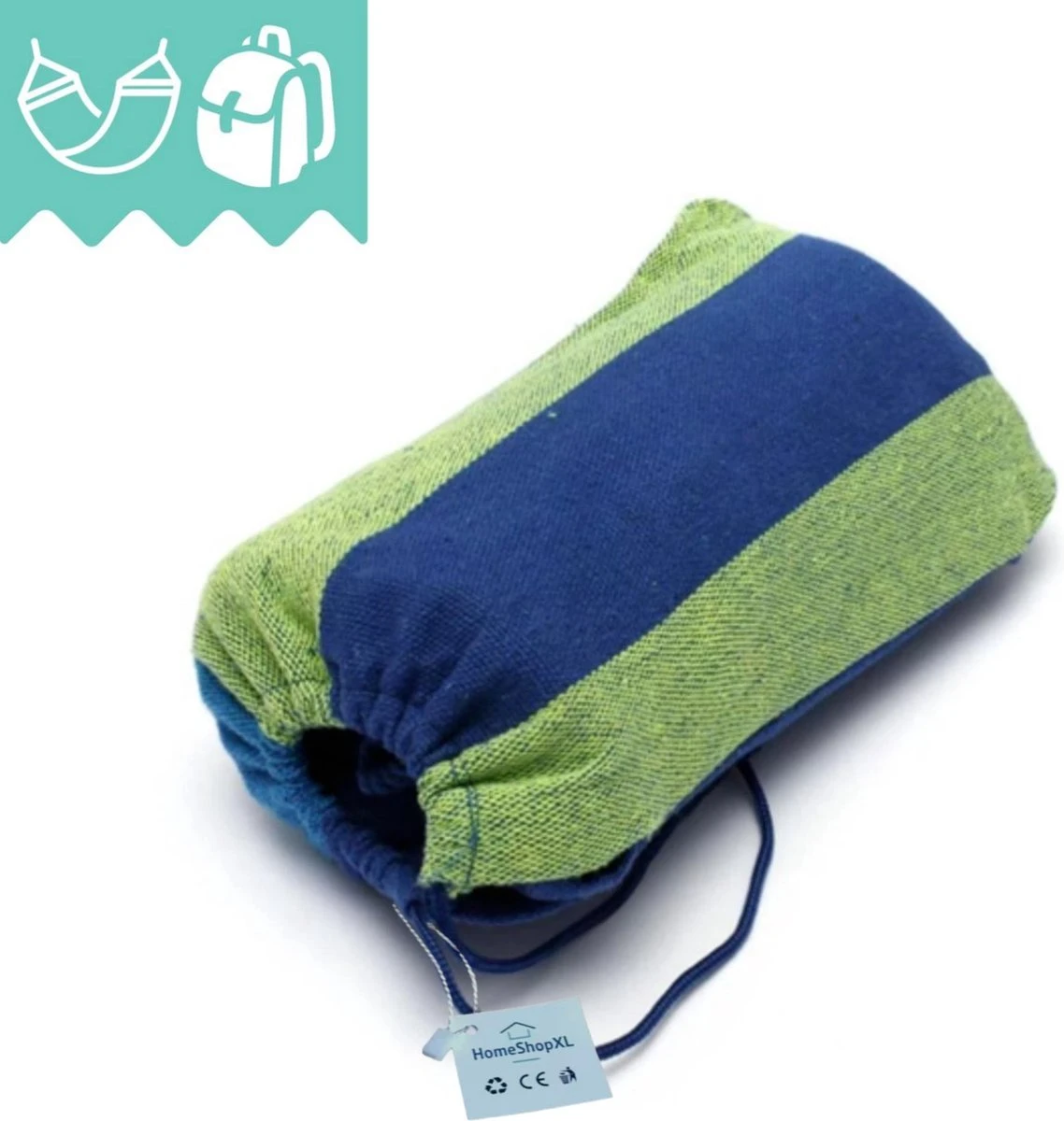 Dubbele Hangmat Blauw - 1 Of 2 Persoons - Lig Oppervlak 190x150cm - Lengte 260cm - Afbeelding 7