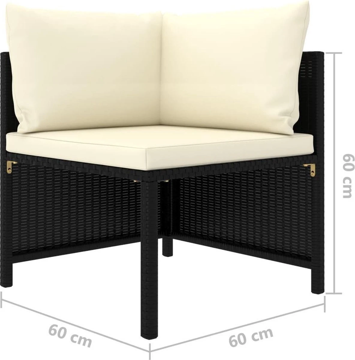VidaXL 4-delige Loungeset Met Kussens Poly Rattan Zwart - Afbeelding 14