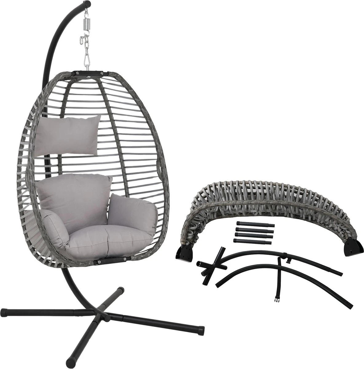Lowander Egg Hangstoel Cocoon - Voor Binnen & Buiten - Met Standaard - Incl. Kussens - Afbeelding 2
