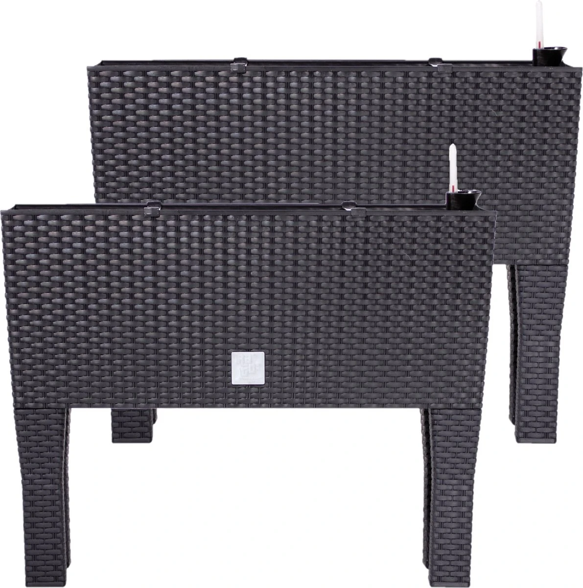 Prosperplast Kunststof Rato Plantenbak Op Poten Met Irrigatiesysteem Antraciet 80 X 33 X 62 Cm - 72 Liter - Balkonbakken/bloembakken - Afbeelding 3