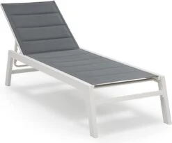 Blumfeldt Renazzo Lounge Ligstoel - Ligbed Voor De Tuin - Aluminium Tuinstoel - 6 Standen - Waterafstotend - Bekleding Van 70 % Pvc En 30 % Polyetheen - Grijs