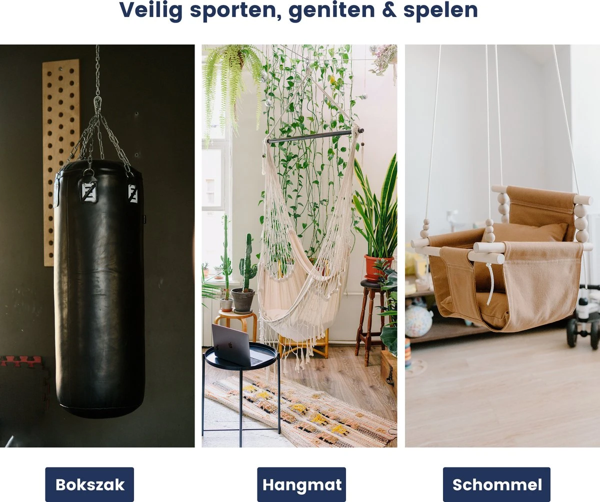 Plafondhaak - Ophangen Bokszak, Schommel En Hangstoel - Ophangsysteem - Ophanghaak - Plafondbeugel - RVS – 500kg Tilgewicht - Afbeelding 2