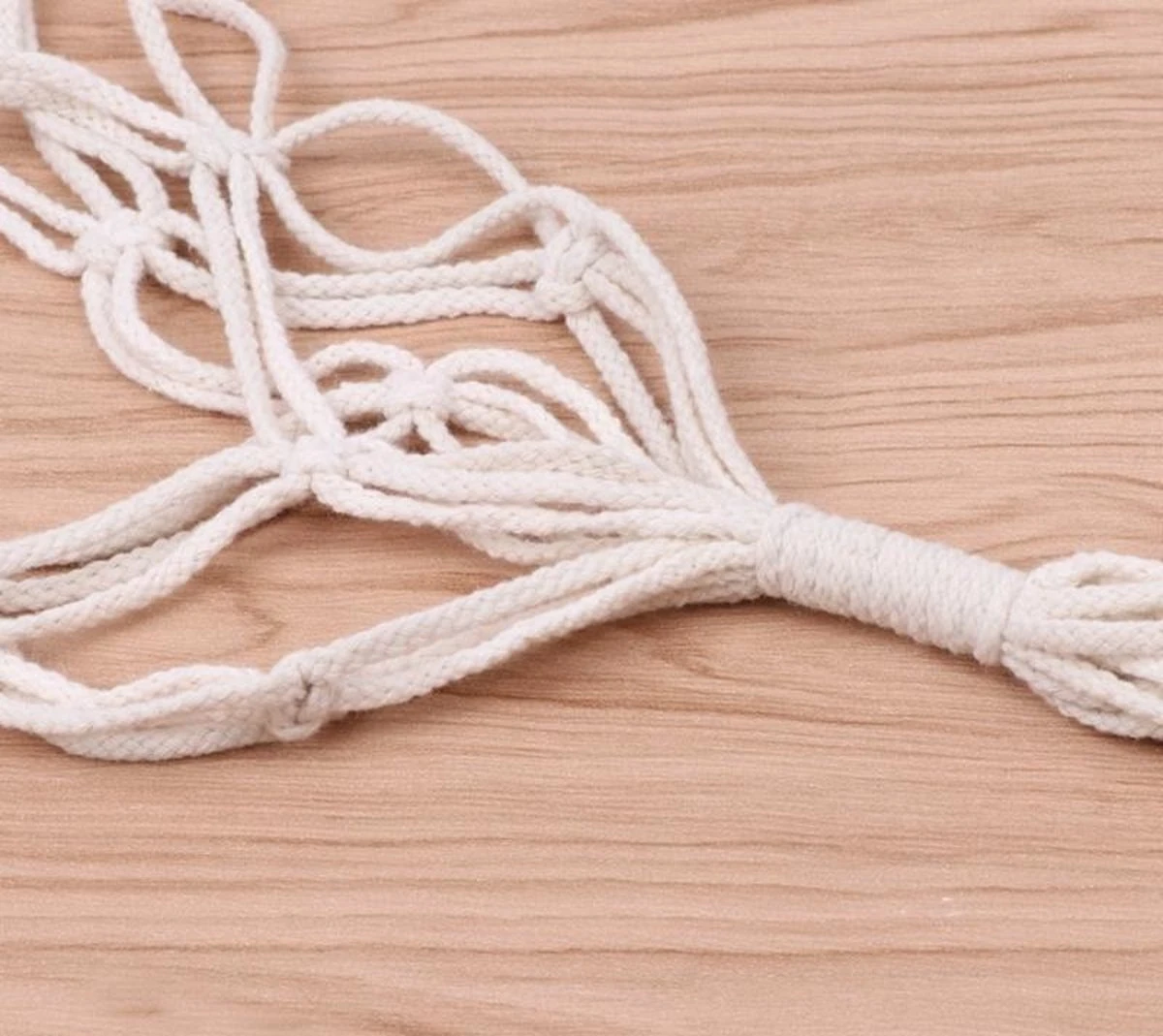 Merkloos Plantenhanger Macramé - Luxe Gevlochten Touw Katoen - 2 Stuks - Plantenpot Ophangen - Afbeelding 8