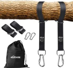 4House Ophang Koord Voor Hangmat, Hangstoel / Schommel - Hangmat Bevestigingsset Inclusief Haken - Karabijnhaak - Hangmat Standaard -Schommelophangset - Hangmat Ophangsysteem -150cm - Tot 1000kg - Boomvriendelijke Hangmat Ophangset - Set Van 2Stuks
