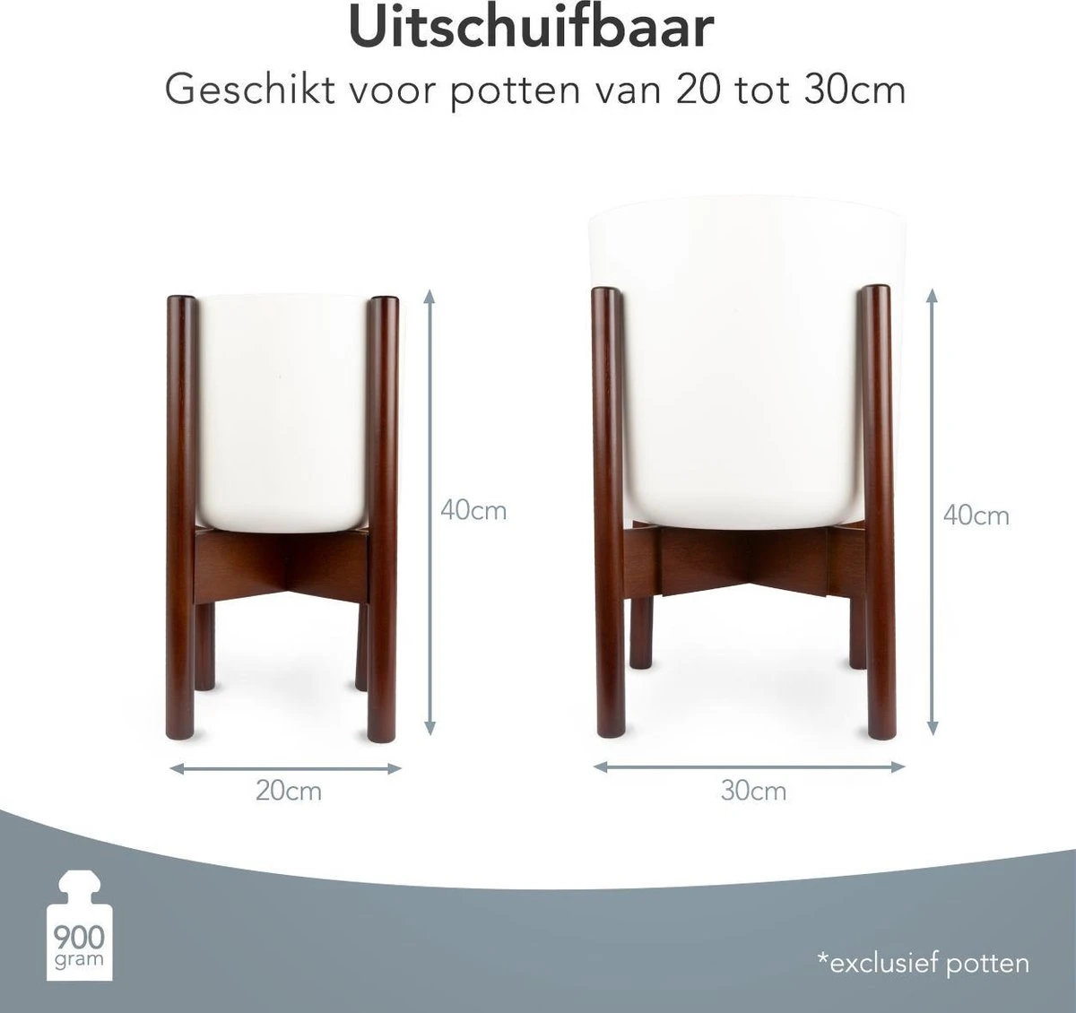 LifeGoods Planten Standaard - Uitschuifbare Bloempothouder - 20 Tot 30 Cm - Donker Bamboe - Afbeelding 7