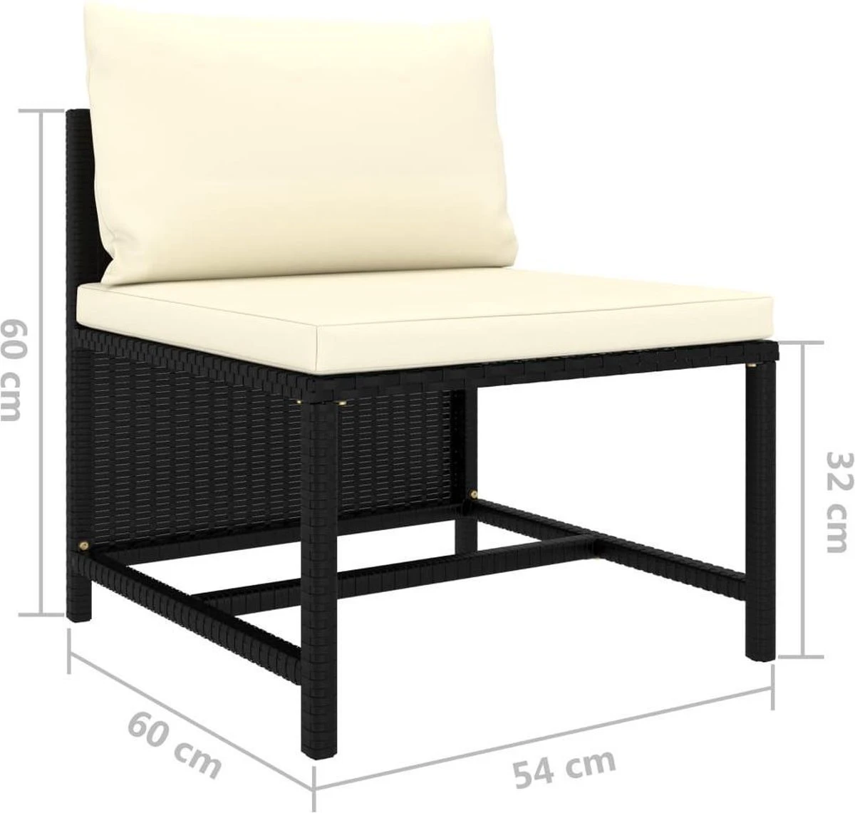 VidaXL 4-delige Loungeset Met Kussens Poly Rattan Zwart - Afbeelding 15