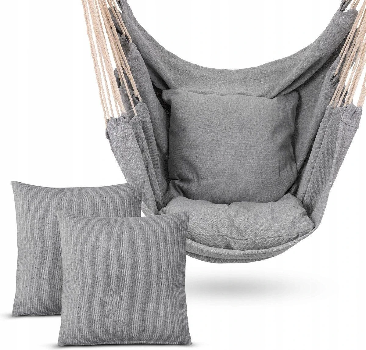 RENALUX Hangstoel Buiten En Binnen - Hangstoel Voor Binnen - Hangstoel Zonder Standaard - Hangstoel Cocoon - Gratis 2 Zachte Kussens - 150 KG - Grijs - Afbeelding 7