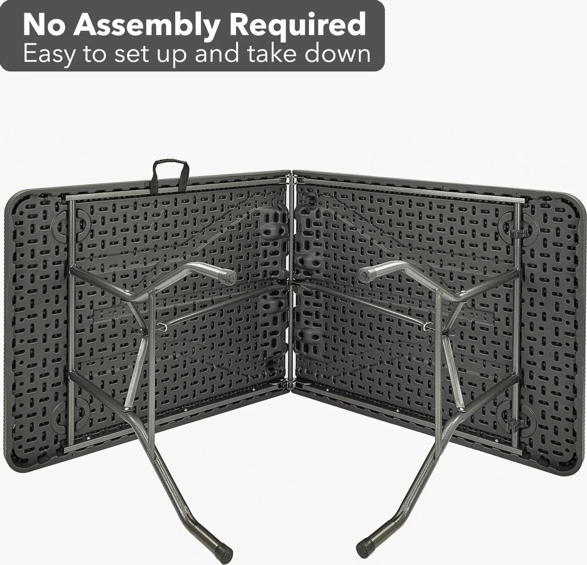 MaxxGarden Vouwtafel - Zwart - Rotanlook - 180x75x74 Cm - Afbeelding 7