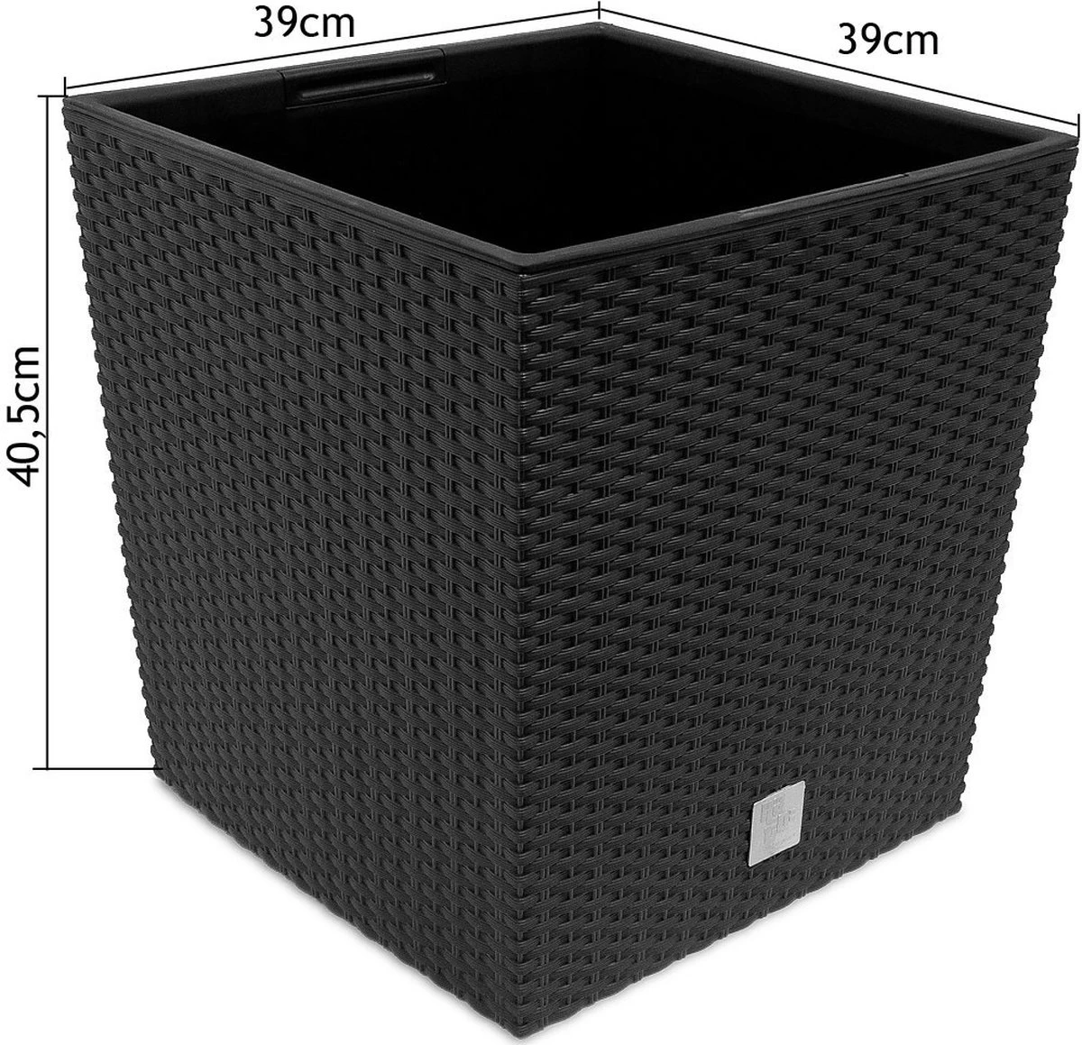 Prosperplast Kunststof Rato Rotan Bloempot/plantenpot Met Binnenpot Antraciet 40 Cm - Bloempotten Voor Binnen En Buiten - Afbeelding 2