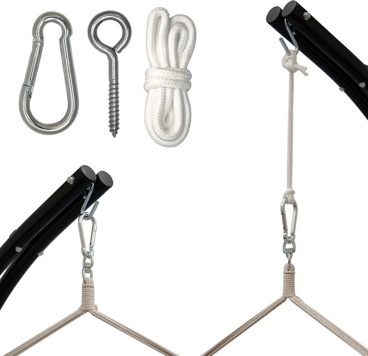 Metalen Ophangset Tot 160kg - Massieve Bevestiging Set Voor Hangstoel Hangmat - Plafond Wand Montage - Afbeelding 4