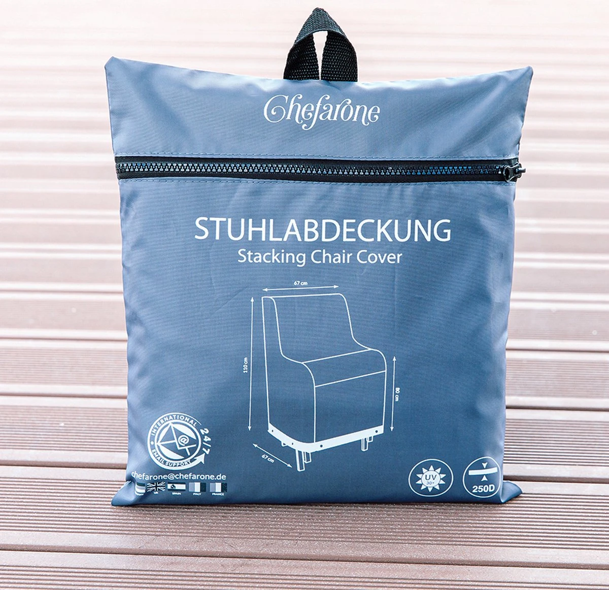 Chefarone Beschermhoes Tuinstoelen - Tuinstoelen Hoes - Tuinmeubelen - Weerbestendig - UV-bescherming - Grijs - Afbeelding 7