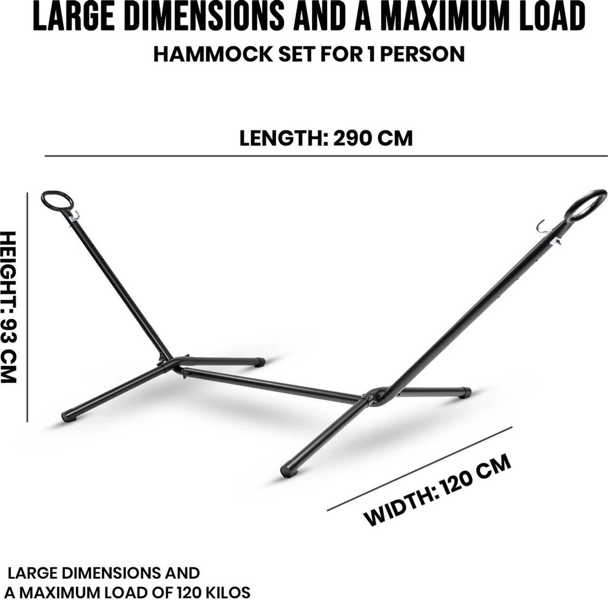 Pro Garden Standaard Voor Hangmat / Hangmat Standaard - Metaal - Zwart - Afbeelding 2