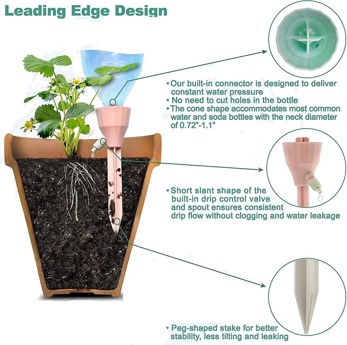 BOTC Waterdruppelaar Set Van 6 Stuks Voor Planten - Watergeefsysteem - Afbeelding 7