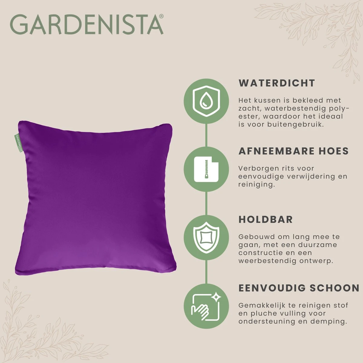 Gardenista Sierkussens - Hollow Fibre Gevuld 45cm Binnenkussen - Tuinkussens Voor Binnen En Buiten - Kussentjes Woonkamer - Afbeelding 7