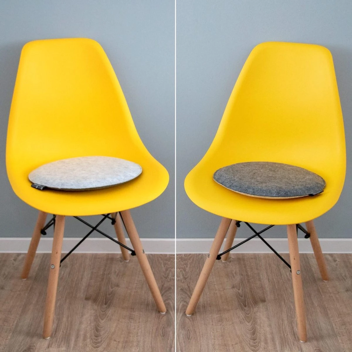 30mm Vilten Zitkussen Rond - Ø 35cm Stoelkussen Stoelpad Zacht 2-kleurig Grijs - Afbeelding 4