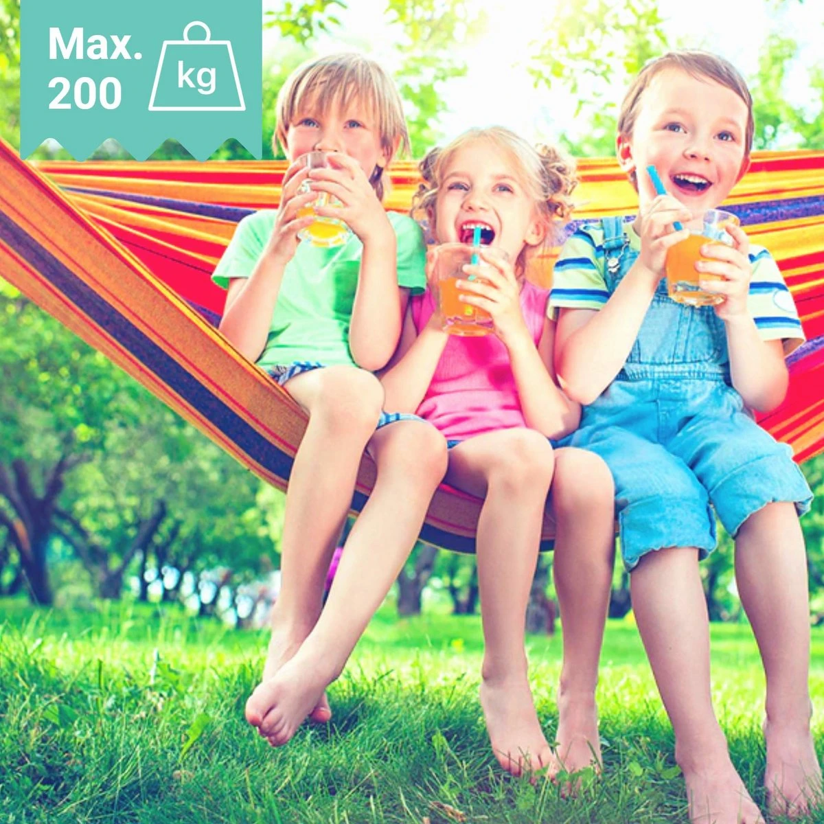 Dubbele Hangmat Rood - 1 Of 2 Persoons - Lig Oppervlak 190x150cm - Lengte 260cm - Afbeelding 2