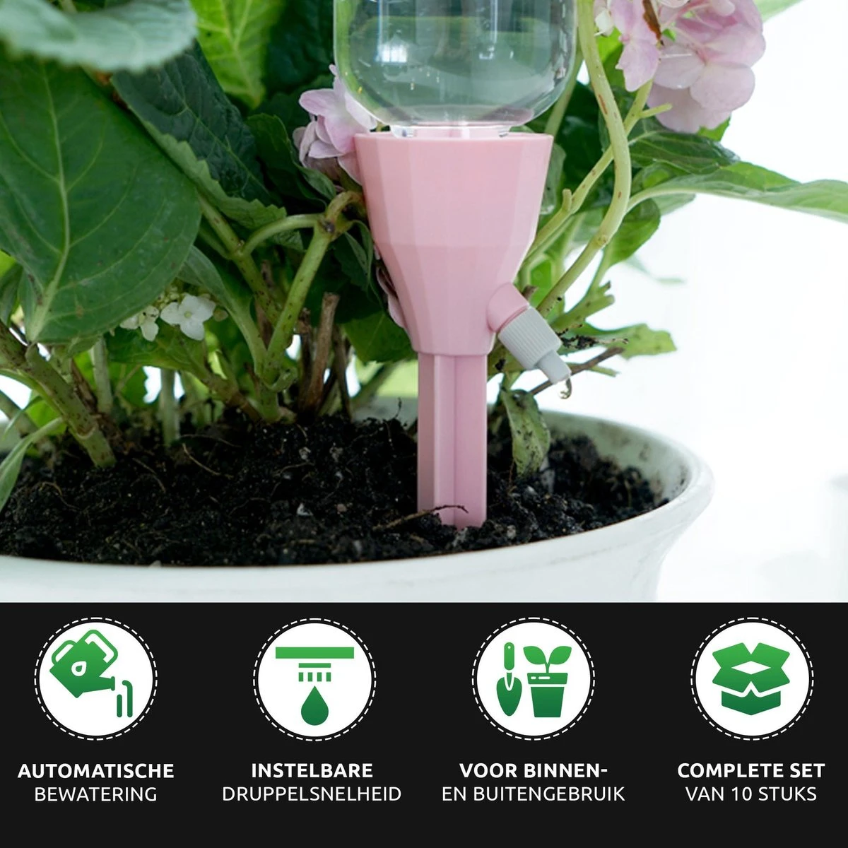 SKYARD® Waterdruppelaar Set Van 10 – Watergeefsysteem Geschikt Binnen (Kamerplanten) En Buiten – Bewateringssysteem Met Instelbare Druppelsnelheid - Irrigatiesysteem - Planten Watergever - Waterbol - Afbeelding 2