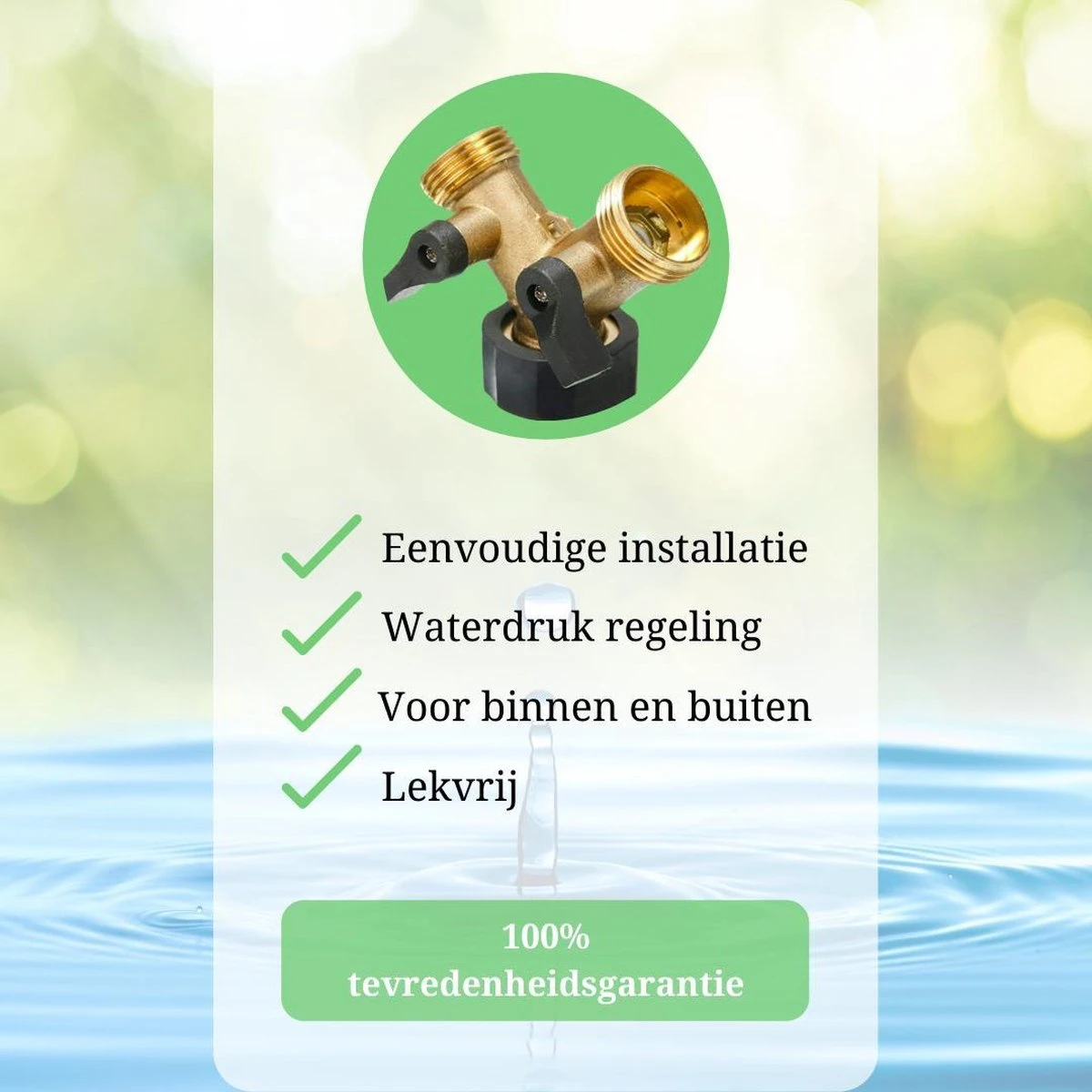 Y Stuk Kraan - Kraan Splitter - Waterverdeler - Buitenkraan - Waterverdeler 2 Weg – Messing - Afzonderlijk Af Te Sluiten - Afbeelding 8