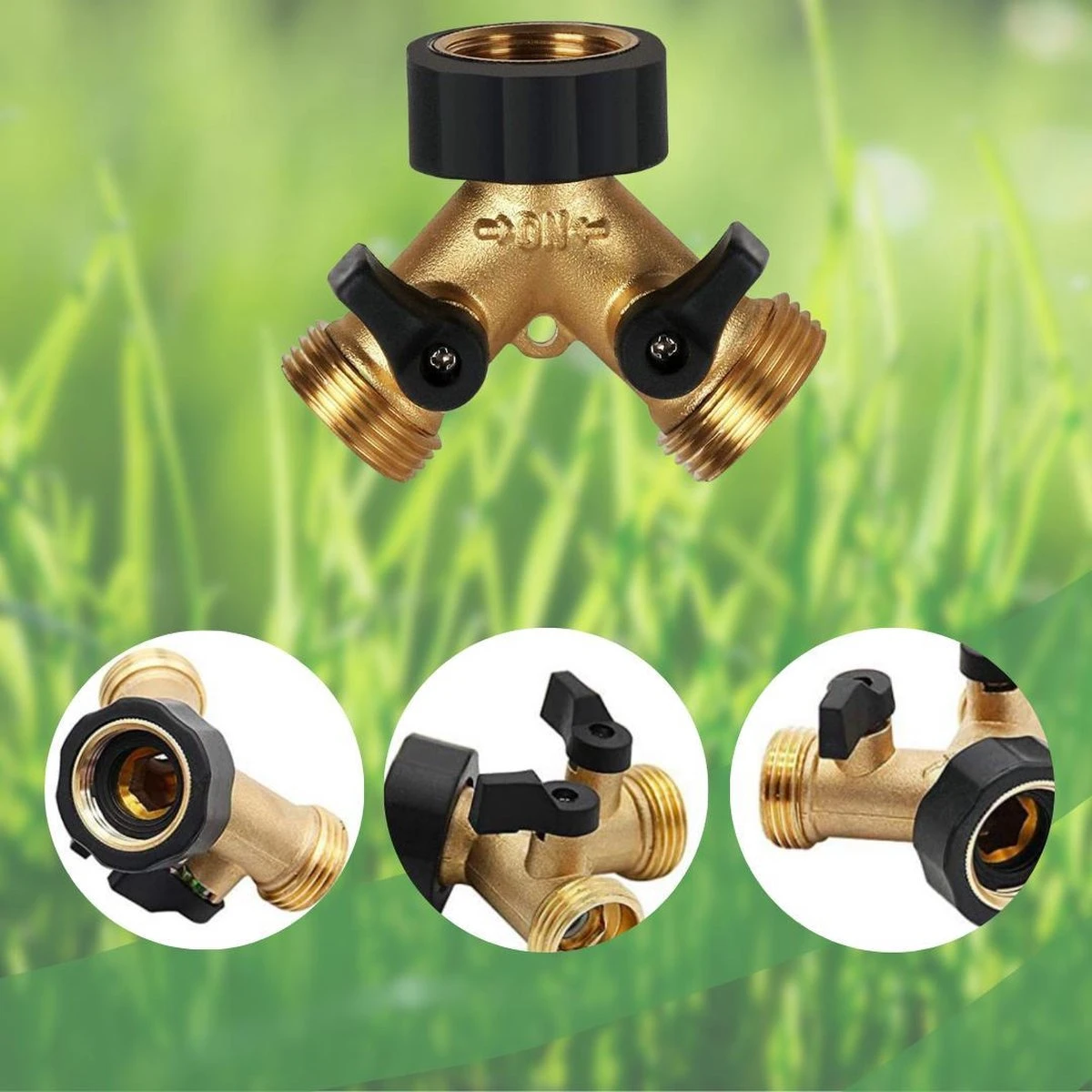 Y Stuk Kraan - Kraan Splitter - Waterverdeler - Buitenkraan - Waterverdeler 2 Weg – Messing - Afzonderlijk Af Te Sluiten - Afbeelding 10