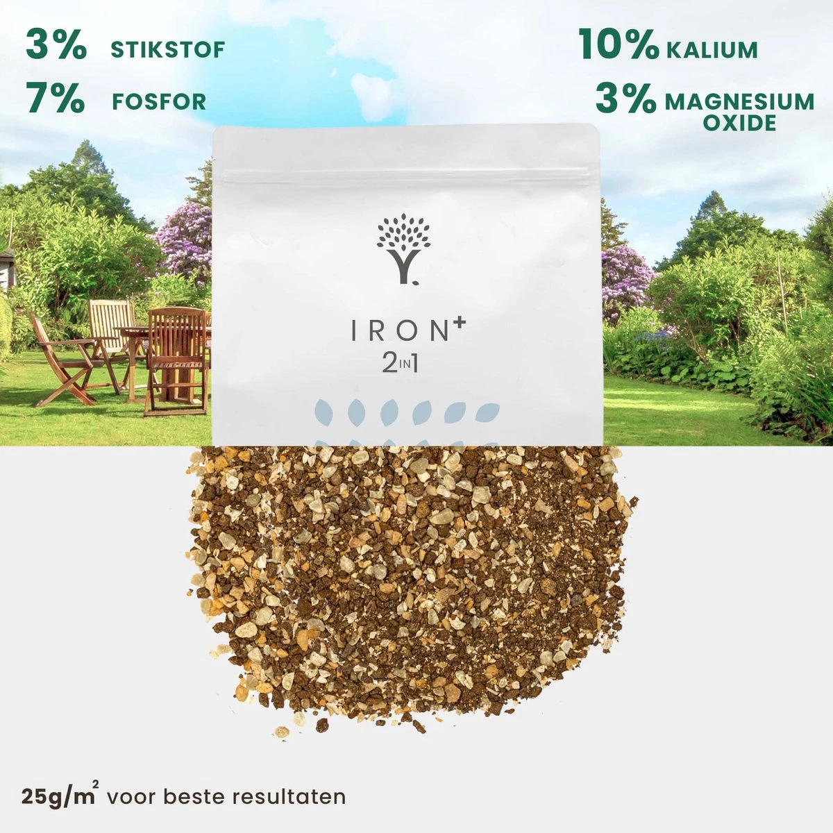 Gazonmest Met Ijzersulfaat Voor 100m²Gras | Gazon Meststof Met Ijzer | Mos Bestrijding & Gras Bemesting In Één | Ideaal Voor Meststofstrooier | Gazonbemesting - Afbeelding 9