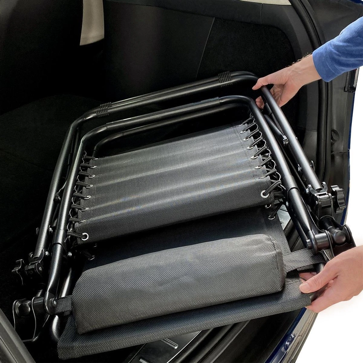 LifeGoods Opvouwbare Tuinstoelen - Verstelbaar Zonnescherm - 2 Stuks - 30°-90° Verstelbaar - Metaal - Zwart - Afbeelding 6