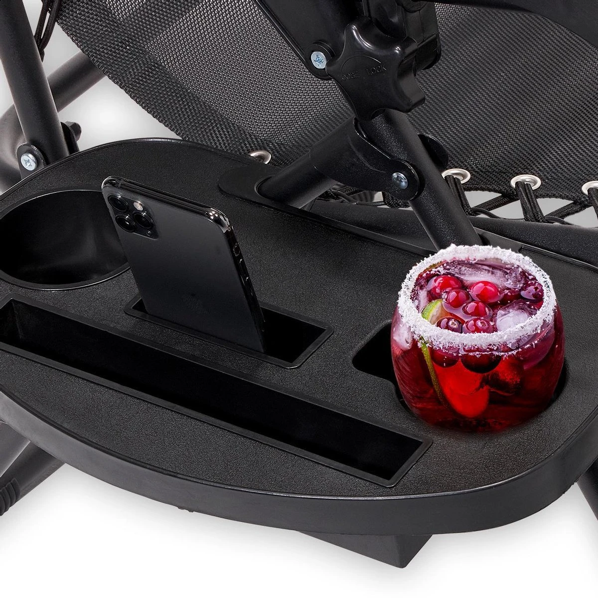 LifeGoods Opvouwbare Tuinstoelen - Verstelbaar Zonnescherm - 2 Stuks - 30°-90° Verstelbaar - Metaal - Zwart - Afbeelding 12