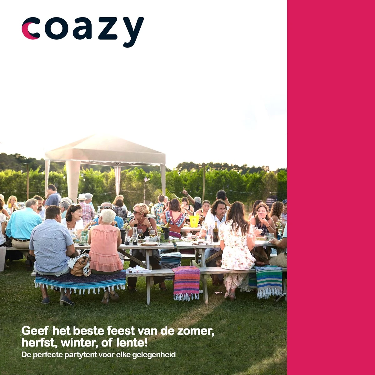 Coazy Waterdichte Partytent 3x3 Meter Opvouwbaar - Paviljoen - Easy Up - Pop-up Tent Met Haringen, Touw En Anti Slip Poten - Waterdicht - Partytenten Weerbestendig - Afbeelding 6