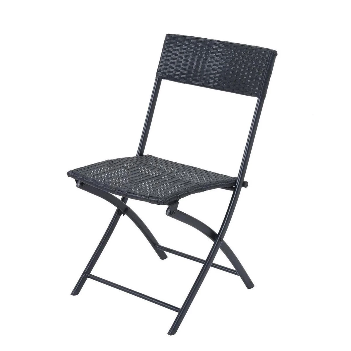 Merkloos 3-delige Bistroset Poly Rattan - Inklapbaar - Balkon Tuinmeubelset - Zwart - Afbeelding 3