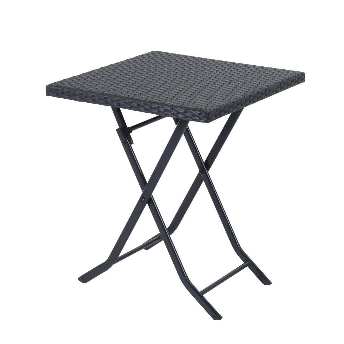 Merkloos 3-delige Bistroset Poly Rattan - Inklapbaar - Balkon Tuinmeubelset - Zwart - Afbeelding 4