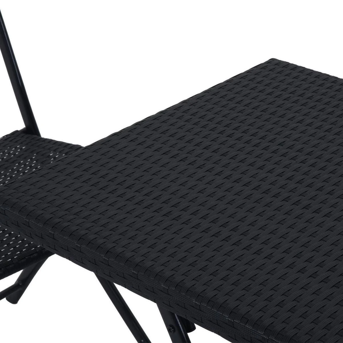 Merkloos 3-delige Bistroset Poly Rattan - Inklapbaar - Balkon Tuinmeubelset - Zwart - Afbeelding 5