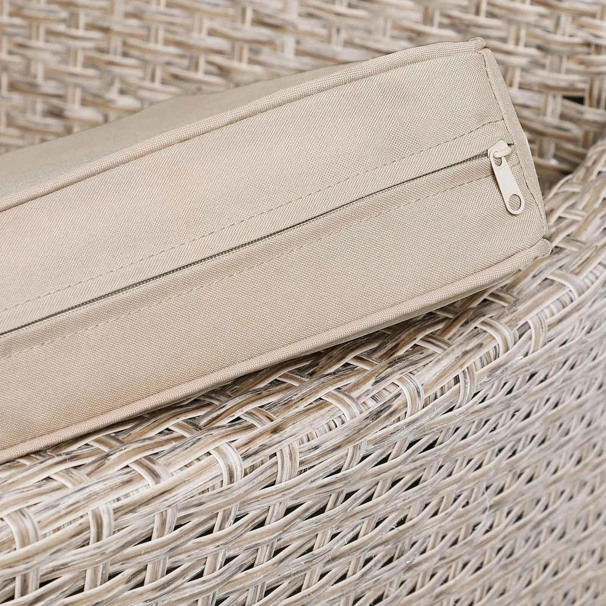 Casaria Polyrattan Tuinset - 4 Stoelen & Tafel 90x90 Cm - Beige Grijs - Afbeelding 10