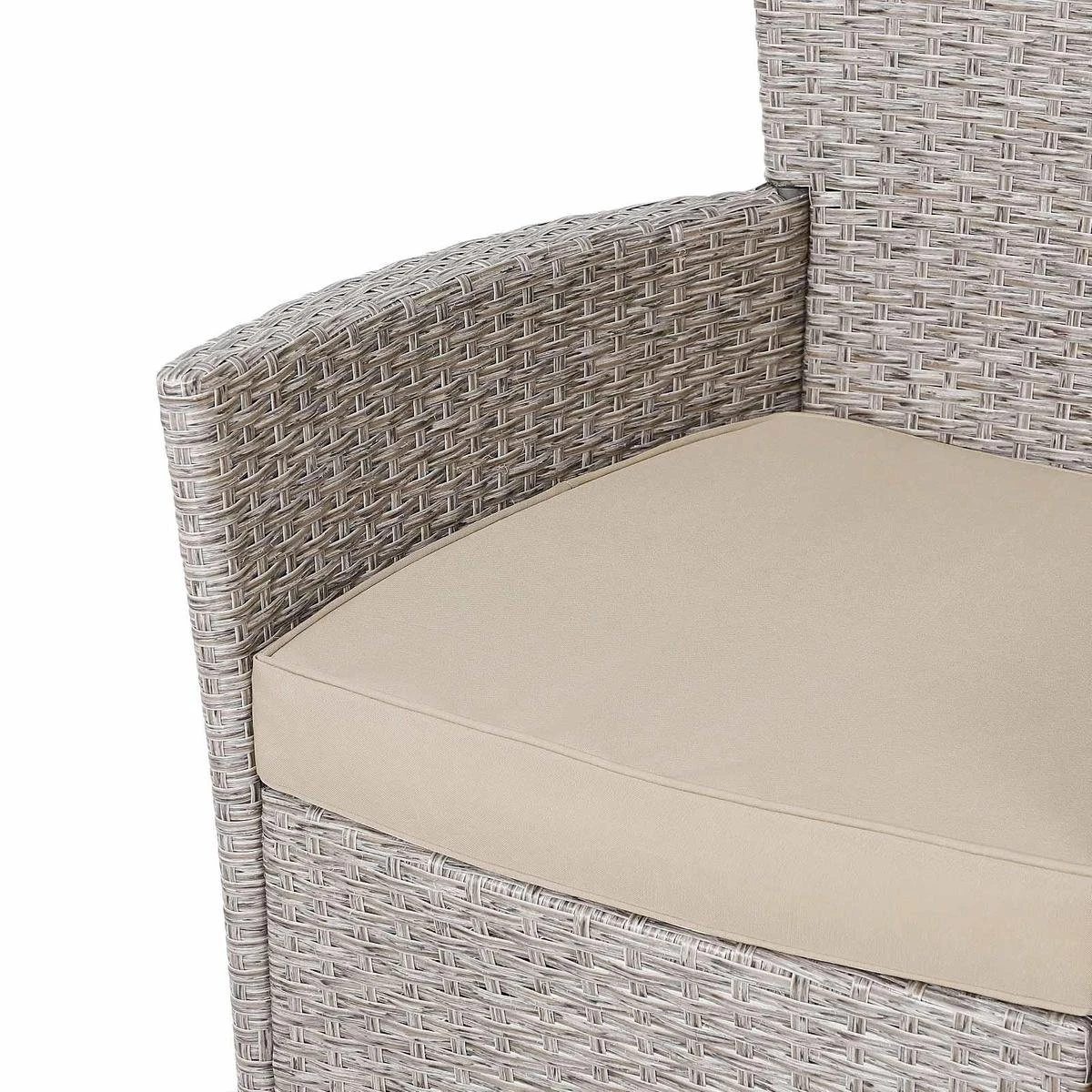 Casaria Polyrattan Tuinset - 4 Stoelen & Tafel 90x90 Cm - Beige Grijs - Afbeelding 11