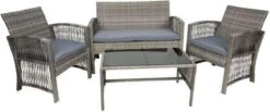 Merkloos Tuin Loungeset Grijs / Bruin - Lounge Set Tuin - Relax Bank - Lounge Bank Tuin - Tuinbank - Loungebank - Tuinset/ Loungebank - Tuinset - Tuinstoel - Loungeset - Rattan Tuinmeubilair - Poly Rotan Tuinmeubelen - Grijs / Bruin
