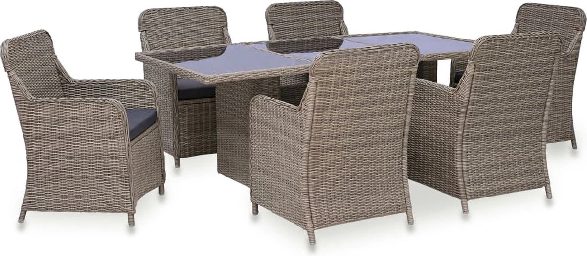 VidaXL 7-delige Tuinset Poly Rattan Zwart - Afbeelding 11