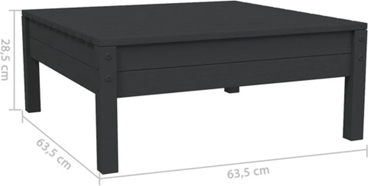 VidaXL 3-delige Loungeset Met Kussens Massief Grenenhout Zwart - Afbeelding 9