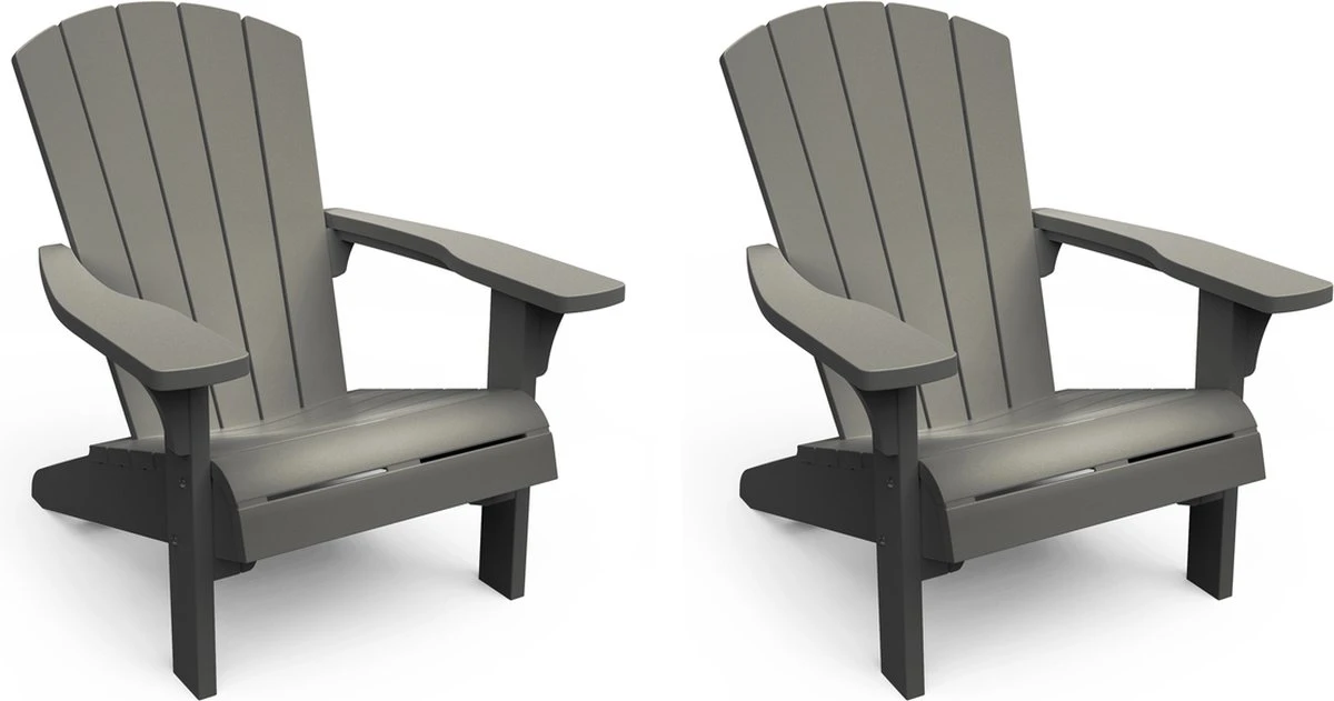 Keter Troy Adirondack Tuinstoel - Set Van 2 - 81x80x96,5cm - Lichtgrijs