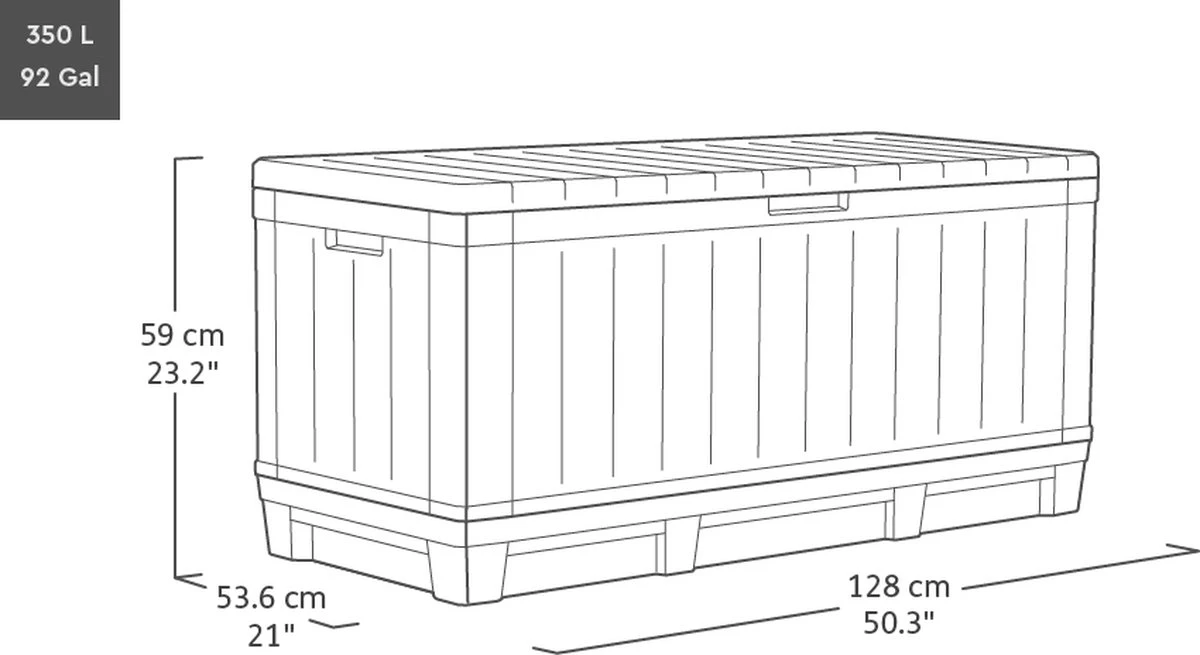 Keter Kentwood Opbergbox - 128x53.6x59 Cm - 350 L - Grafiet - Afbeelding 13