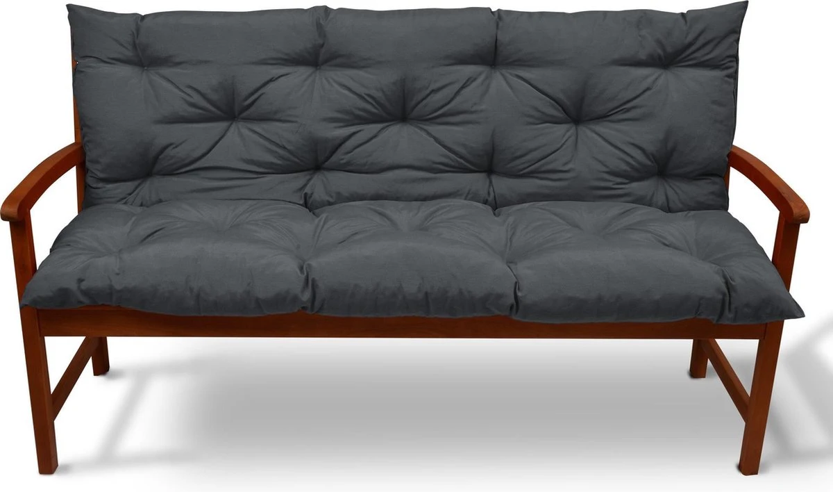 Beautissu Tuinbank Kussen Flair BR - Kussens Voor Tuinmeubelen 120 X 50 X 50 Cm Grafiet Grijs - Zitkussen En Rugkussen - Afbeelding 2