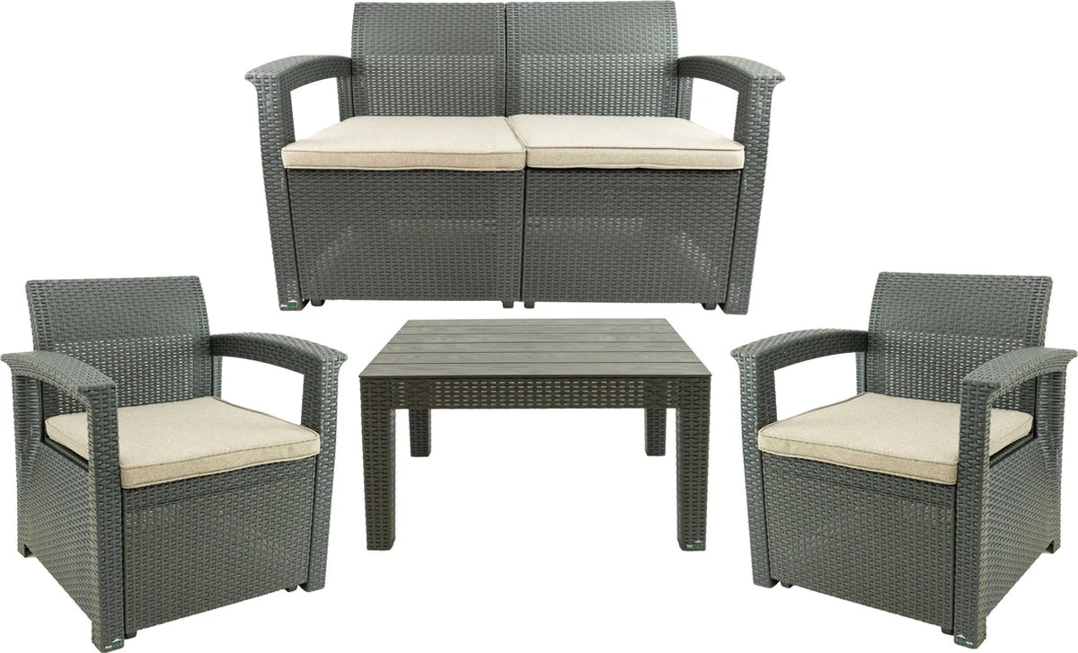 MaxxGarden Rattan Loungeset - 4 Persoons Zithoek - Design Wicker Tuinset