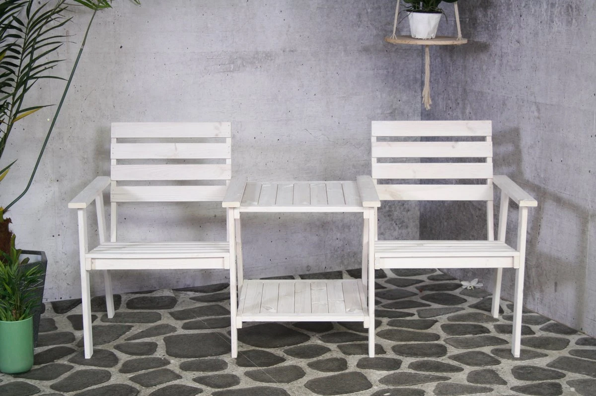 Tuinbank - Romeo Tete A Tete - Wit - 170cm - Afbeelding 5