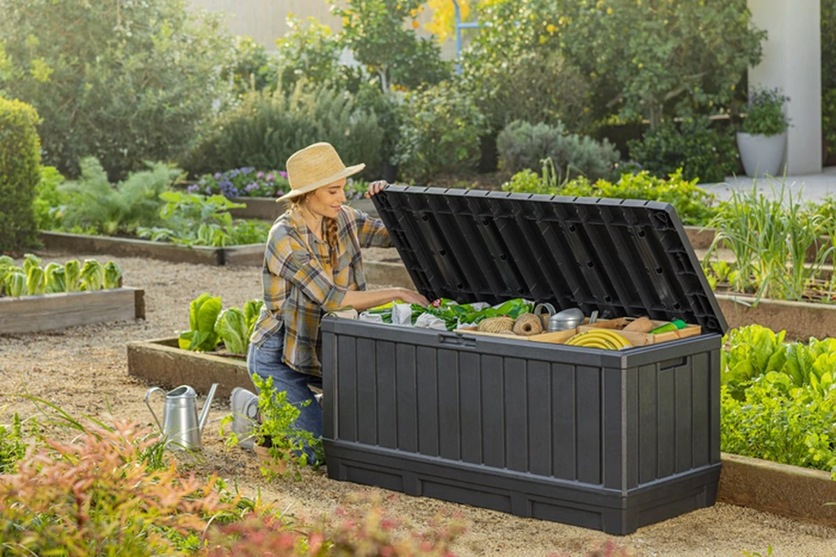 Keter Kentwood Opbergbox - 128x53.6x59 Cm - 350 L - Grafiet - Afbeelding 8