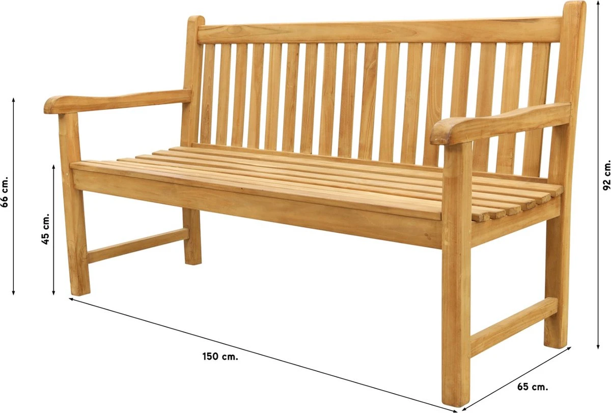Teak Houten Tuinbank Bison - 150 Cm. - Afbeelding 2