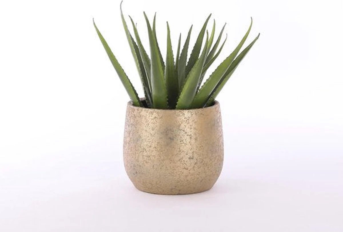 Mica Decorations Clemente Bloempot - H31 X Ø38 Cm - Terracotta - Goud - Afbeelding 7