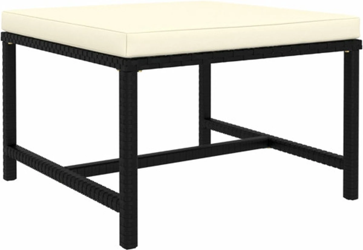 VidaXL 4-delige Loungeset Met Kussens Poly Rattan Zwart - Afbeelding 5