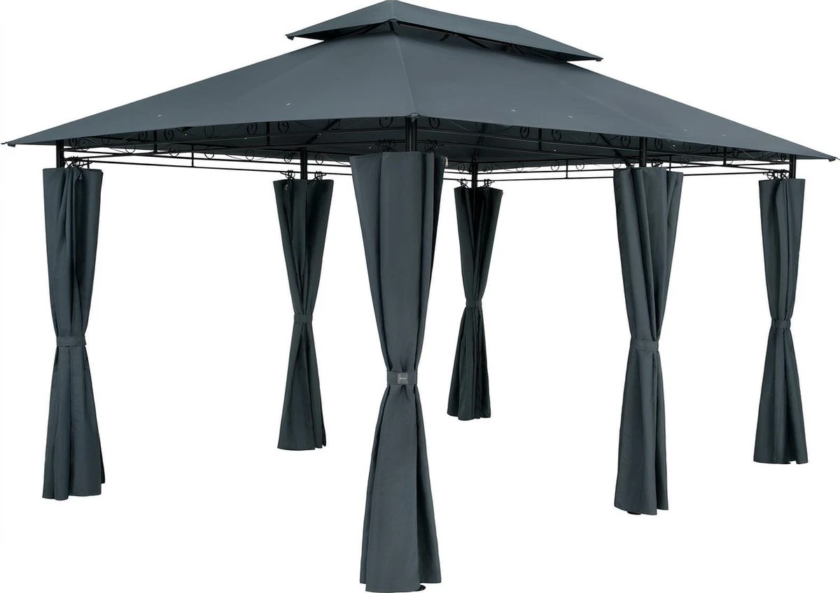 Casaria Paviljoen Topas 3x4m - UV-bescherming 50+ - Antraciet