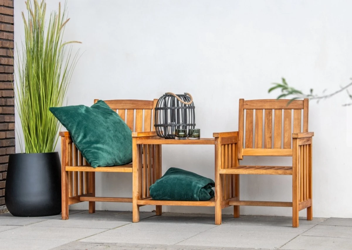 Tuindeco - Tete-a-Tete Houten Tuinbank - Loveseat Van Mahonie Hardhout